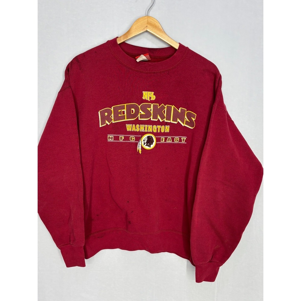 Washington Redskins Sweatshirt Mens Burgundy Graphic Long Sleeve Vintage Large